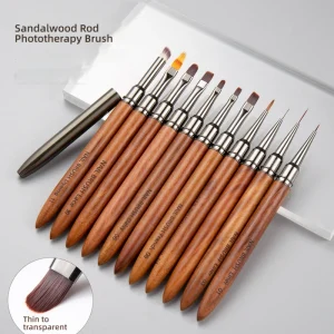 Complete Sets of Japanese Sandalwood Nail Art Pen Tools, Painting Phototherapy Brushes and Drawstring Pens