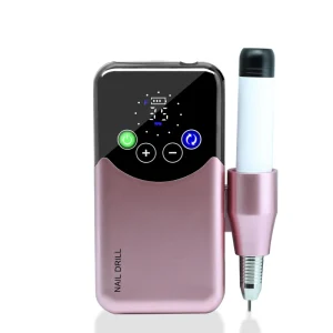 Cordless Rechargeable Nail Drill Brushless Professional Electric Machine Manicure Portable Plastic Pink 2x2500mAh