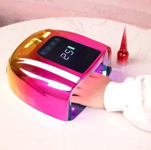 Cordless Rechargeable Nail Lamp Led Professional Nail Lamp 96W Pink with 42pcs Nail Beads