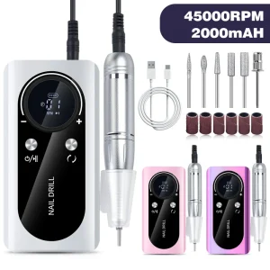 Cordless Rechargeable Portable Electric Nail Drill 45000RPM Machine Tools Nail Drill Machine