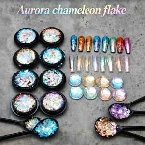 Cosmetic Aurora Chameleon Flake Transparent Super Chameleon Flake for Nail Polish Chrome Aurora Flakes Solvent Resistant