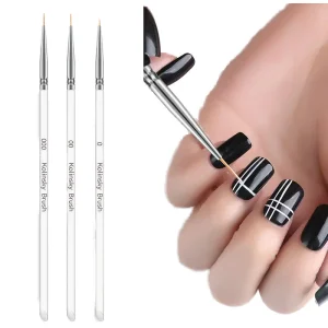 Crimped Nylon Nail Brush Drawing Pen Ultra-Thin Liner Nail Brush DIY UV Gel Tips 3D Manicure Tools Set