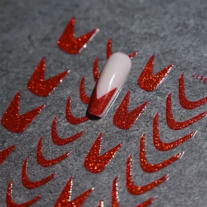 Cross Border New 3D Glitter Nail Stickers French Gold and Silver Wave Lines Plastic Adhesive Nail Art Model