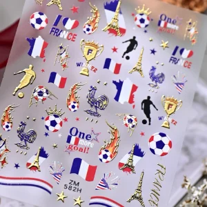 Cross-border for Football-themed Simplicity Nail Stickers Brazil Vs France Fan Rivalry DIY Wearable Nails Nail Art