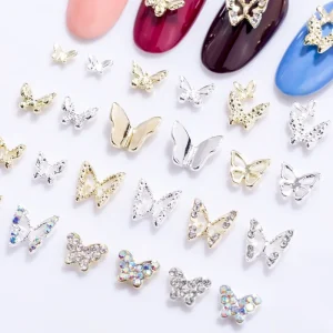 Crystal Stones Nail Art Rhinestones Nail Art Decorations Diy Alloy Butterfly Nail Design for Charms 3d Customize OEM