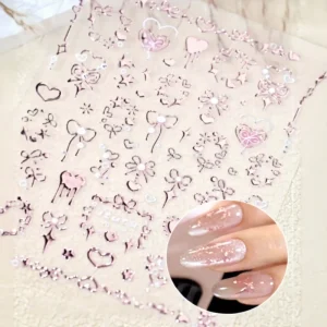Cupid’s Arrow Nail Stickers Heart Shaped Cloud Design Instagram Style Hot Foil Self Adhesive DIY Nail Decorations