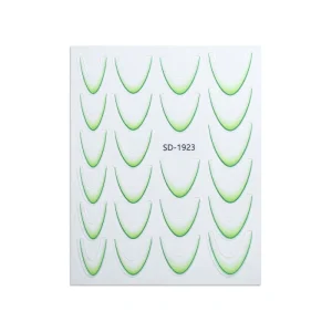 Custom 12Colors V Shape Thin Shiny 2D Waterproof Plastic French Gradient Nail Stickers for Nail Art