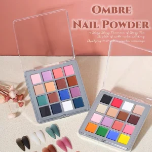 Custom 16 Color Palette Baby Boomer Acrylic Nail Powder Rub on French Ombre Nail Powder Acrylic