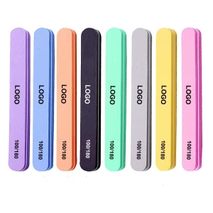Custom 17.5cm Durable Washable Nail File Buffer Elastic Sponge Double Sided Nail File Strip 100/180
