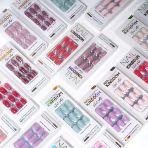 Custom 32/30pcs Design False Nails Gel Solid Color Aurora Glitter Almond Press on Nails Sets and Design Multi-colored Cat’s Eye