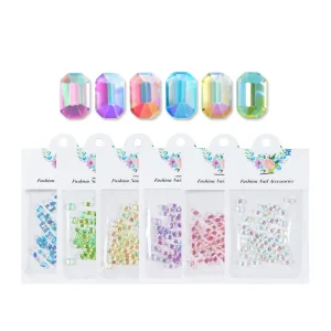 Custom 3D Resin Nail Rhinestone Square AB Pink Blue Green Purple DIY Art Manicure Accessories Non-Toxic Luxurious