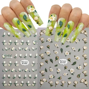 Custom 5D Nail Art Decals Set Flower Design Stickers on Paper Plastic PET for Nail Beauty