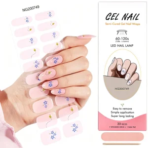 Custom Art Nail Decorations French Tips Gel Stickers Non Toxic Semi Cured Wraps