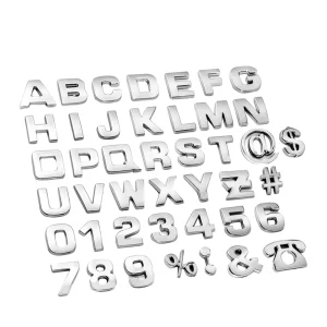 Custom Car Stickers Alphabet Number Adhesive Badge Letters Rear Trunk Nameplate DIY 3D Chrome Badge Decal