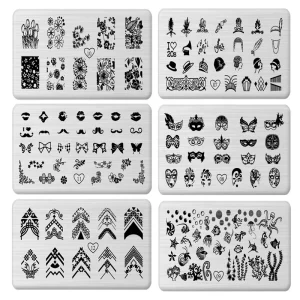 Custom Design Nail Art Stamping Plate Stainless Steel Metal 6*12cm Nail Transfer Printing Stamp Template