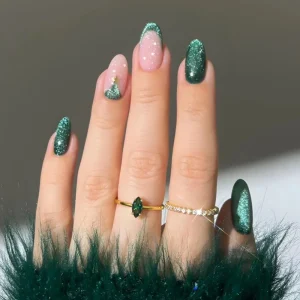Custom Design Oval Glitter Waterproof Artificial Nails Durable Soft Gel Nails Luxury Christmas Press On Nails