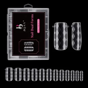 Custom Diamond Almond Short Dual Form Nail System Extension Mold Nail Tips Artificial Luxury False Nail Dual Form