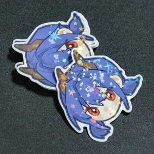 Custom Die Cut Holographic Anime Stickers Laptop Mobile Eggshell Vinyl Sticker Holografico Cute For Scrapbooking