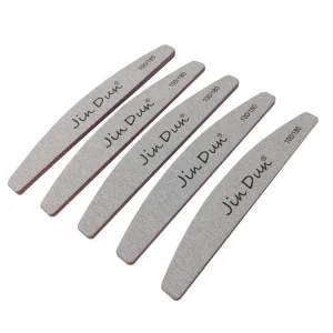 Custom Double Emery Nail File with Custom Logo Straight Moon Shape 80/100 Grit Professional Nail Care Buffer