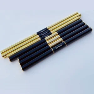 Custom Double Side Nail Brush Gold Silver Oval Oblique Ombre Nylon Liner Paint Pen Nail Soft Poly Gel 3D Spatula Crimped Ferrule