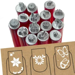 Custom Durable Metal Nail Art Flowers Butterfly Heart Shape Nail Stamp Pen Set 6/10/15 Pcs Pink Handle Stamps for Nails