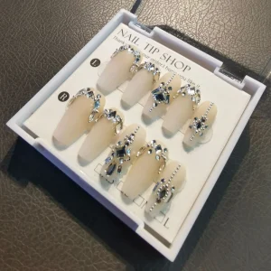 Custom Gel ABS Nail Tips with Diamond Shiny Design False Nails with Artificial Nail Tips