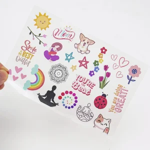 Custom High Quality A4 A5 A6 Waterproof Self Adhesive Clean Vinyl Logo Kiss Cut Sticker Sheet