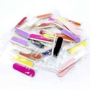 Custom Individual Wrapped Black Mini Nail File With Cuticle Pusher Orange Wood Sticks for Press on Nail Tools