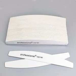 Custom Korea Sand High Quality Professional Ultra Thin Half Moon Nail Files White Wood Nail Files 80 100 120 150 180 240