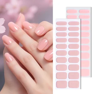 Custom Korean Pure Color Semi Cured Gel Nail Stickers Manicure Set Uv Cured Gel Nail Strips