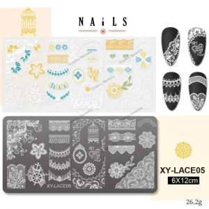 Custom Lace Nail Art Stencils Stamp Plate Hollow Lines Geometric Stainless Steel Nail Design Prints Nail Art Stamper Tool DIY