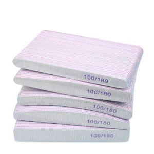 Custom Logo 100 180 240 Printed Double Sided Half Moon Emery Nail Files Professional Polishing Nail Buffer Block