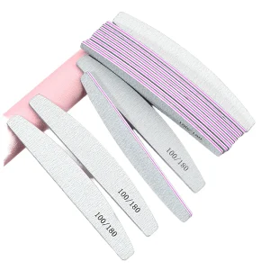 Custom Logo 100 180 Grit Zebra Nail File High Quality Washable Manicure Half Moon Nail Files