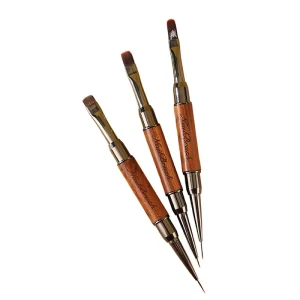 Custom Logo 2 in 1 Sandalwood Nail Art Brush Gel Liner Nail Art Brushes