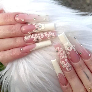 Custom Logo Acrylic Fake Nail Artificial Fingernails Private Label False Nails Long French Style Fake Nails
