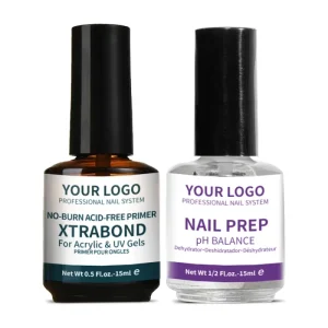 Custom Logo Acrylic Nail Prep Liquid Bond Primer Dehydrator Kit 15ml Water Base Air Dry Acid Free Natural UV Gel Style