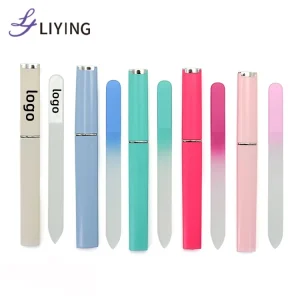 Custom Logo Colorful Art Tools Durable Manicure Glass Nail File With Case for Beauty