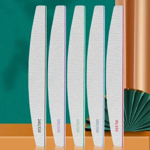 Custom Logo Disposable 80 80 100 180 240 Grit Half Moon Emery Board Nail File Manicure Tools for Acrylic Nails