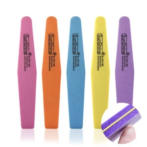 Custom Logo Double Side Disposable Nail Buffers Blocks Nail Art Half Moon Sponge Manicure Nails Files 100 180