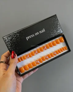 Custom Logo Embossed Press On Nails Gift Box with Sponge Liner and Nanogel Adhesive Strips Les Faux Ongles Paper Packaging