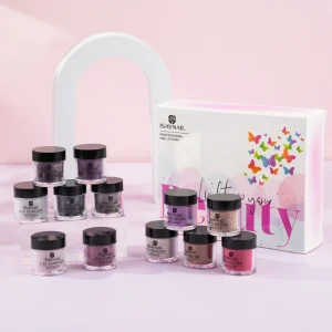 Custom Logo ISAYNAIL Dip Powder Acrylic Nails Kit No UV Light Fast Dry Long Lasting 12 Colors Dipping Powder Set