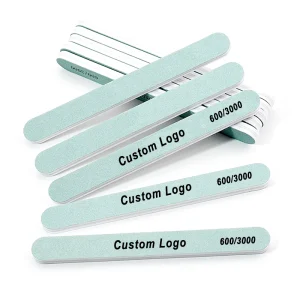 Custom Logo Manicure Pedicure Accessories 600 3000 Grit Double Sided Sponge Buffing Files Green White Nail Buffers for Nail Care