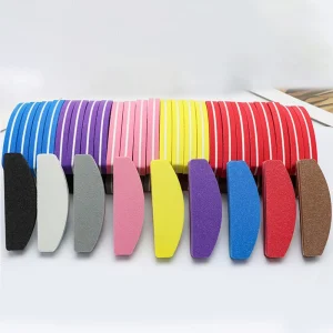 Custom Logo Manicure Sponge Rubbing Strips Mini Short Half Moon Polishing Strips Washable Sponge Nail Buffer