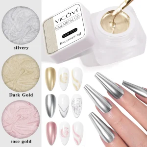 Custom Logo Metallic Nail Gel Polish Sliver Gold Chrome Nail Art Gel Painting Manicure Salon Nail Uv Gel Paint DIY