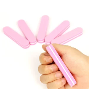 Custom Logo Mini Nail File 100 100 Washable Nail Buffer Strip Pink Sponge Nail Files 100 180