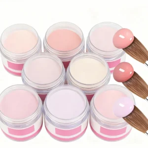 Custom Logo Multi Color Acrylic Nail Pigment Powder 30g 3 in 1 Fast Dry Glitter Nude Clear Dipping Set Acrylic Powder