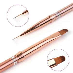 Custom Logo Nail Art Brush Rose Gold Nails Art Metal Brushes Nail Art Tool Nylon Acrylic Brush