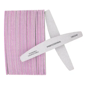 Custom Logo Nail File Buffer 180 240 Grit Half Moon Double Side Sandpaper Nail Sanding Grinding Professional Nail Files Manicure