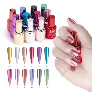 Custom Logo Nail Mirror Glitter Gel Metallic Colorful Polish Metal Effect Nail Polish