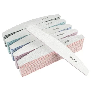 Custom Logo Professional Zebra Nail Files Half Moon Double Sided Emery Board 80 240 Grit Durable Reusable Nail File Buffer